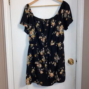 Floral black dress yellow flowers